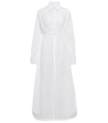 alaã¯a broderie anglaise cotton midi dress in white