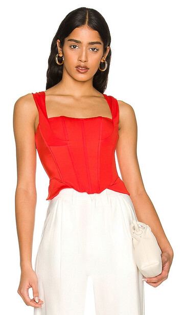 HAH Knock Out Corset Top in Red in orange