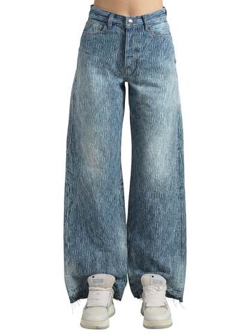 amiri logo high rise wide denim jeans in blue
