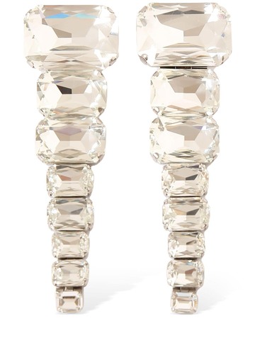 BALMAIN Maxi Pavé Pendant Earrings in silver