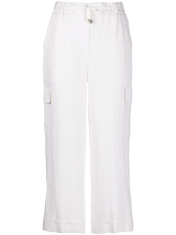 peserico high-waisted linen cropped trousers - neutrals