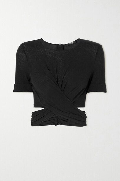 Balmain - Cropped Twisted Jersey T-shirt - Black