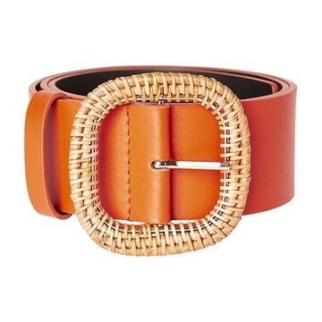 Momoni Tuscon belt with raffia-effect buckle in orange