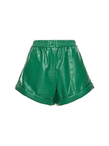 ROTATE Belina Faux Leather Shorts W/ Logo in green