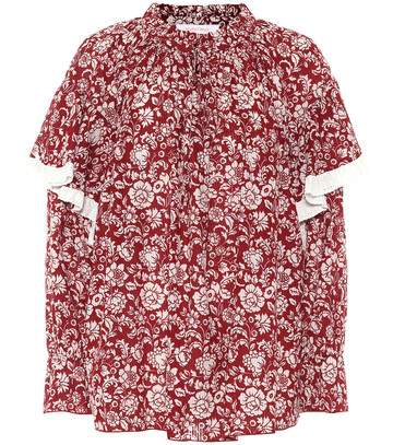See By ChloÃ© Floral cotton voile blouse in red