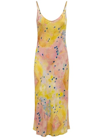 MARC JACOBS (THE) Bias Printed Viscose Blend Slip Dress in yellow