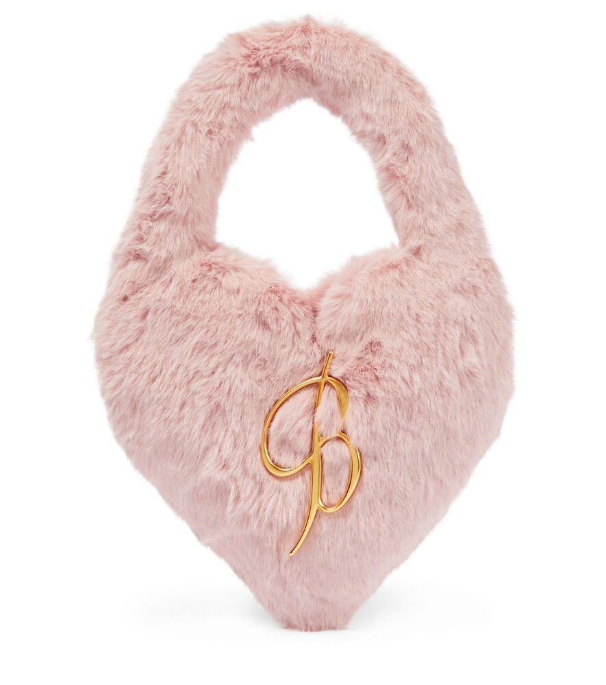 Blumarine Embellished faux fur bag in pink