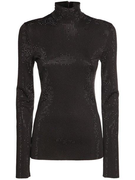 BOTTEGA VENETA Embellished Knit Turtleneck Sweater in black