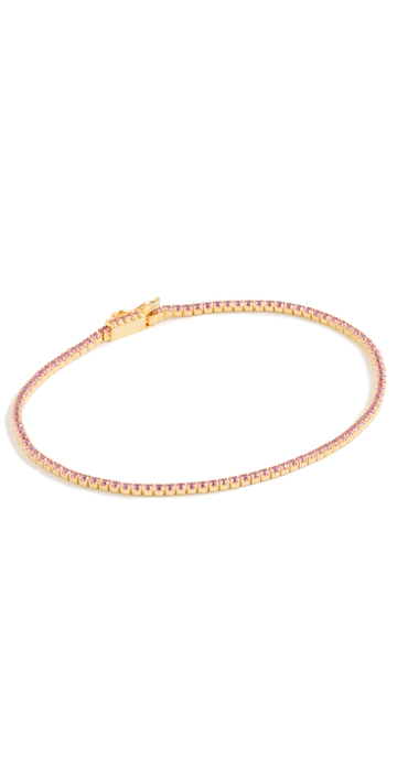 Adina's Jewels Thin Gemstone Tennis Bracelet in pink
