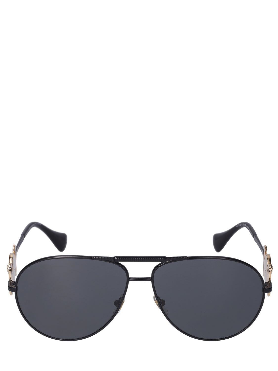 VERSACE Medusa Biggie Pilot Metal Sunglasses in black / grey