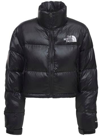 the north face nuptse cropped down jacket in black