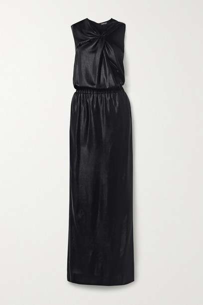 TOM FORD - Cutout Draped Stretch Satin-piqué Gown - Black
