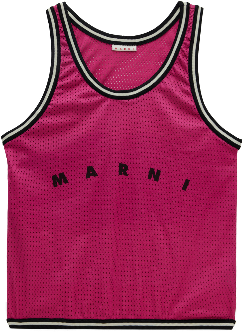Marni Pink Basket Tank Top Tote in black / fuchsia