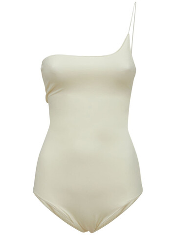 OSÉREE SWIMWEAR Eco-basic Asymmetric One Piece Swimsuit in white