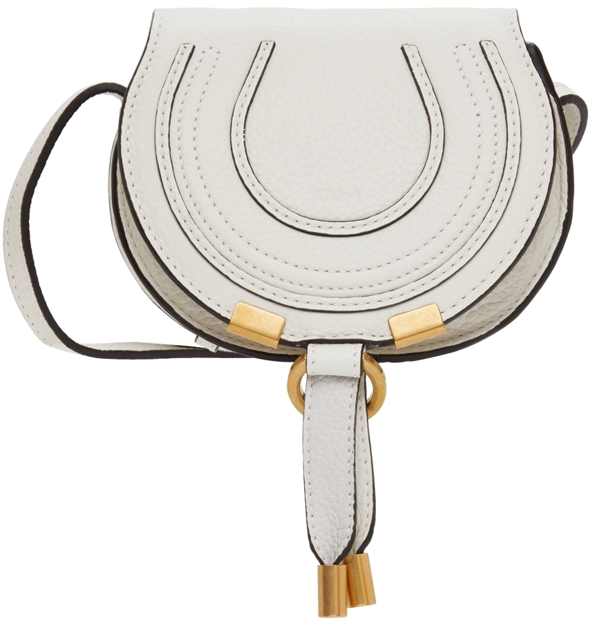 Chloé Chloé White Nano Marcie Saddle Shoulder Bag