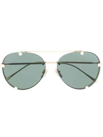 Valentino Eyewear rhinestone-embellished aviator sunglasses in gold