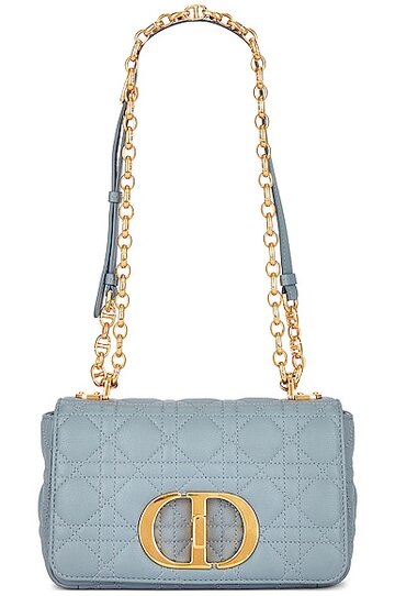 dior cannage caro leather chain shoulder bag in baby blue