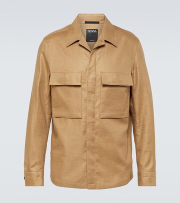 zegna linen shirt jacket in beige