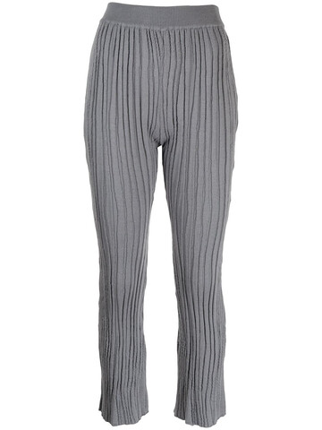 mame kurogouchi ribbed-knit flared-cuff trousers - grey