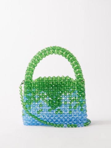 germanier - upcycled-bead cross-body bag - womens - blue/green