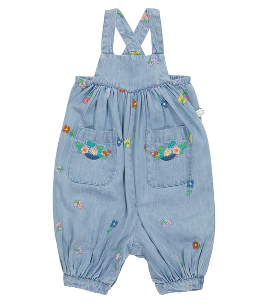 Stella McCartney Kids Baby embroidered denim overalls in blue