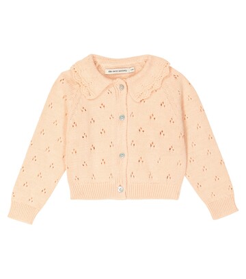 The New Society Baby Cleo pointelle cotton cardigan in beige