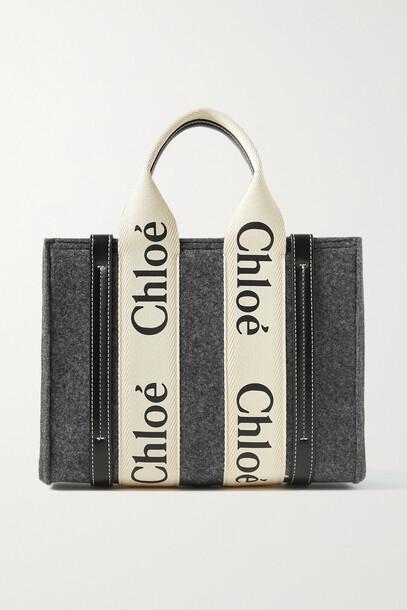 Chloé Chloé - + Net Sustain Woody Small Leather-trimmed Wool-felt Tote - Gray