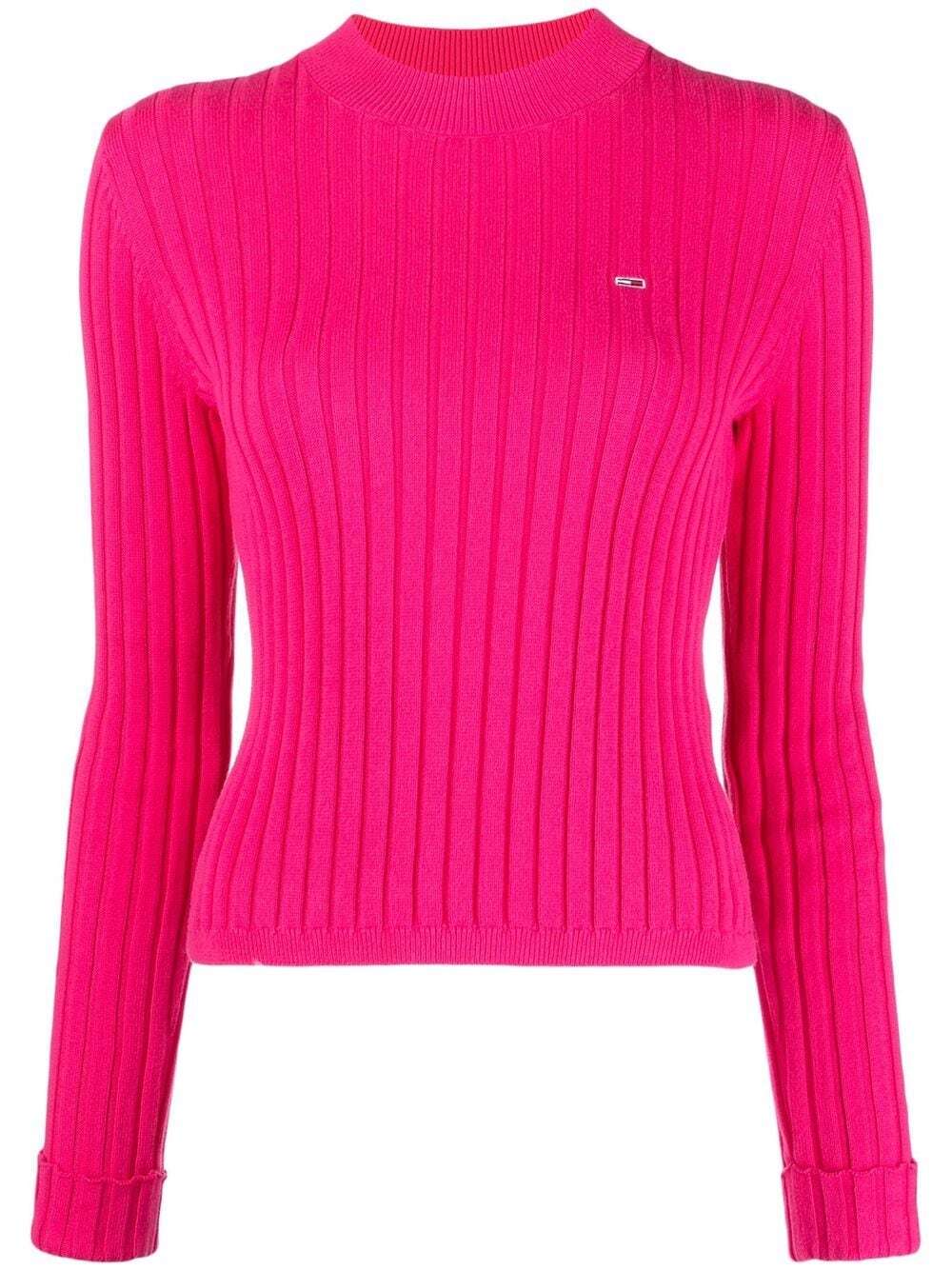 Tommy Jeans embroidered-logo ribbed-knit jumper - Pink
