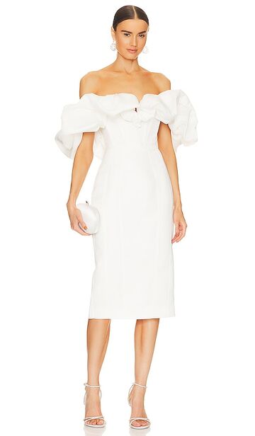 line & dot samara dress in white