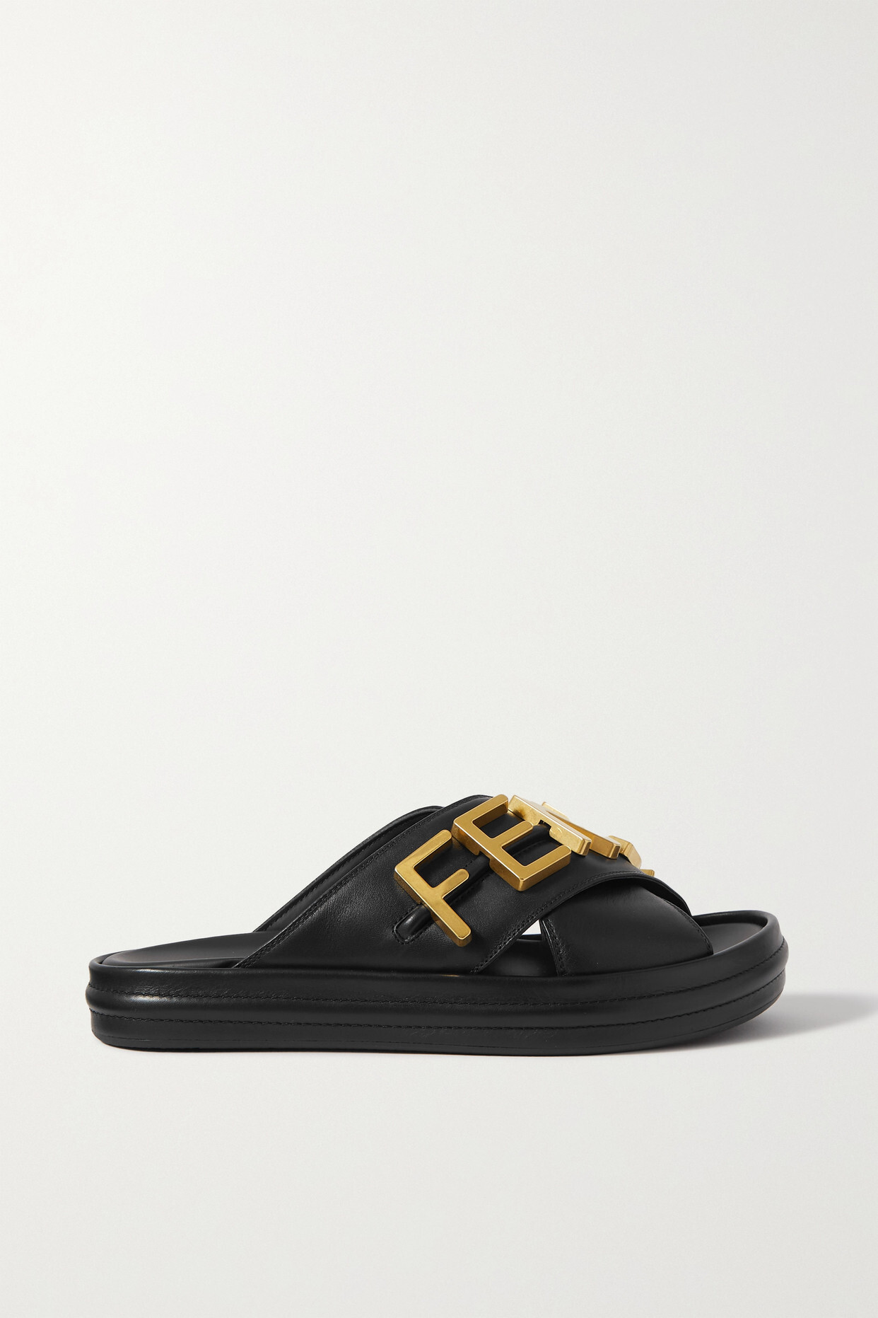 Fendi - Logo-embellished Leather Slides - Black