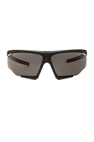 prada shield frame sunglasses in black