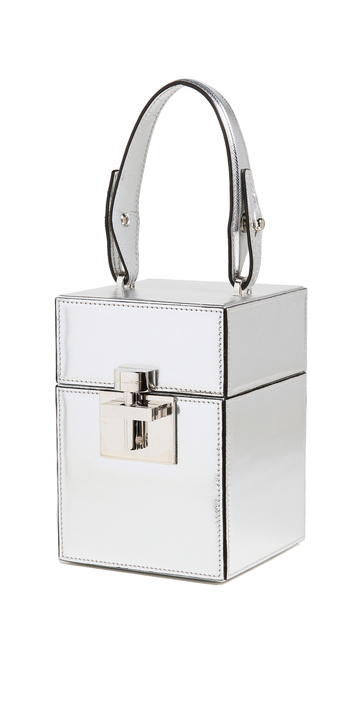 Oscar de la Renta Alibi Mini Box Top Handle Bag in silver