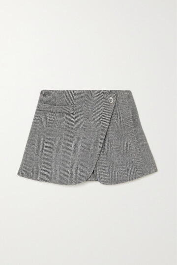 coperni - herringbone wool-blend tweed mini wrap skirt - gray