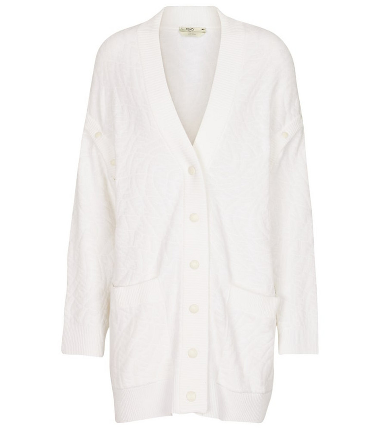 Fendi FF Vertigo cotton-blend cardigan in white