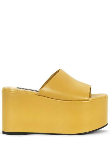 simon miller 100mm blackout leather platform wedges in yellow