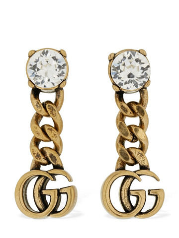 GUCCI Gg Marmont Drop Earrings W/ Crystal in gold