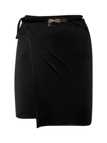 VERSACE Mini Jersey Coverup Wrap Skirt in black