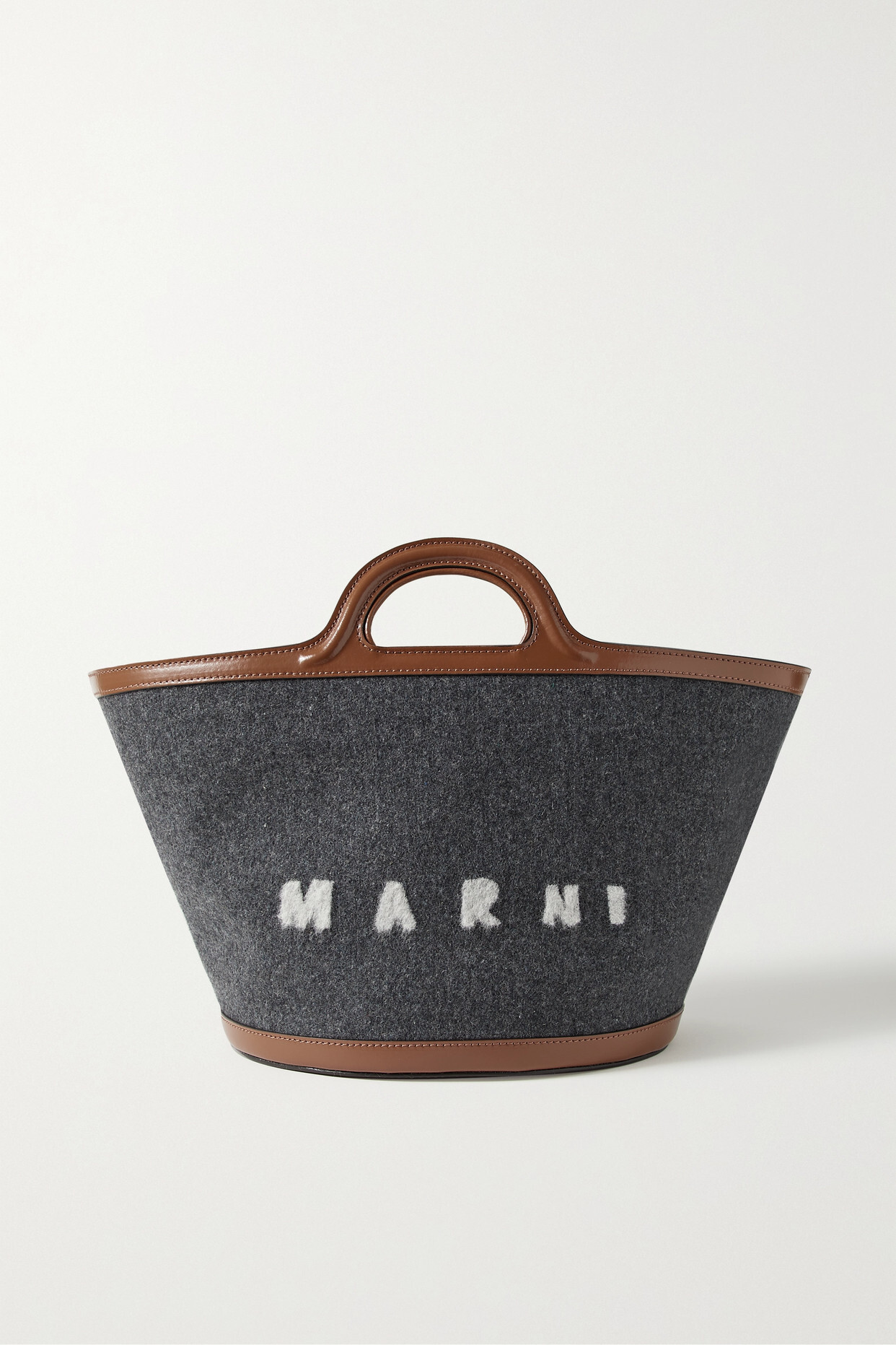 Marni - Tropicalia Small Leather-trimmed Wool-blend Felt Tote - Gray