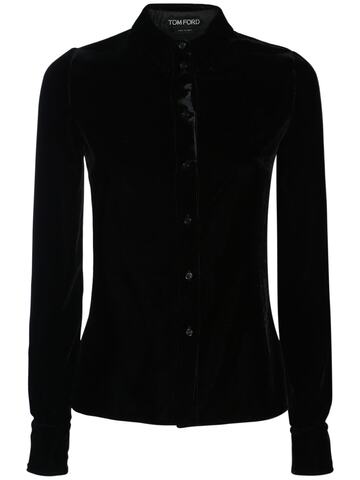 TOM FORD Fitted Silk Velvet Shirt in black