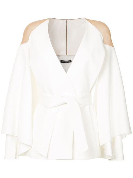 Balmain sheer shoulder jacket in white