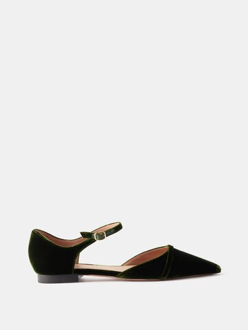 malone souliers - ulla velvet point-toe flats - womens - dark green