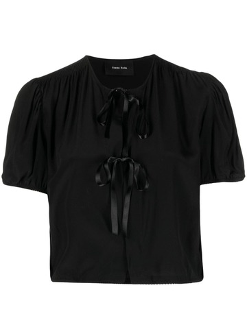 simone rocha tie-fastening cropped blouse - black