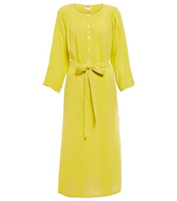 velvet christelle cotton kaftan midi dress in yellow
