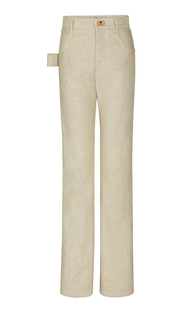 Bottega Veneta High-Rise Cotton Straight-Leg Pants in neutral