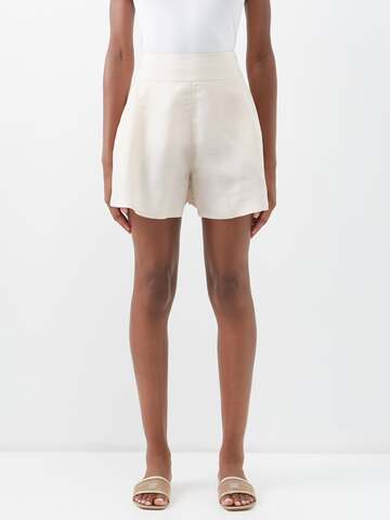 Palmer/harding Palmer//harding - Release Linen-blend Flared Shorts - Womens - Beige