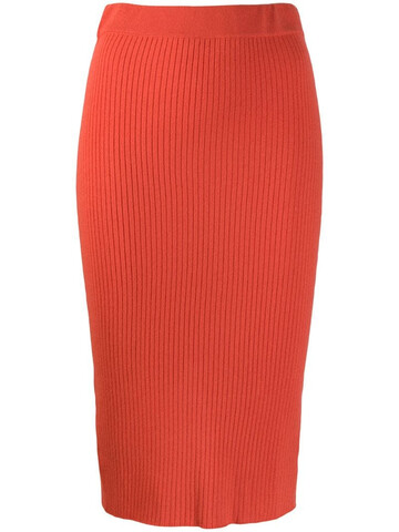 Cashmere In Love ribbed knitted skirt in orange