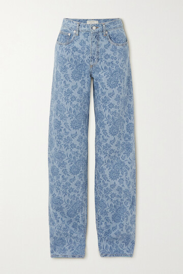 alessandra rich - floral-print wide-leg jeans - blue