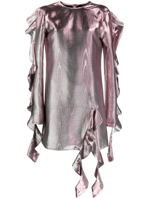 Ellery ruffled metallic effect dress in pink