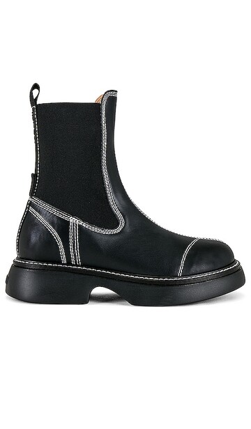 ganni everyday mid chelsea boot in black