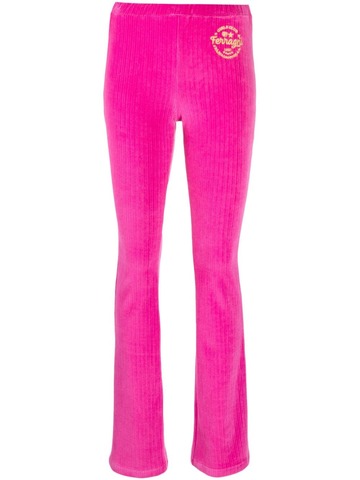 chiara ferragni logo-embroidered corduroy trousers - pink